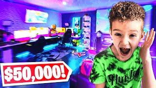 7 Year Old's NEW GAME ROOM Tour ($50,000)