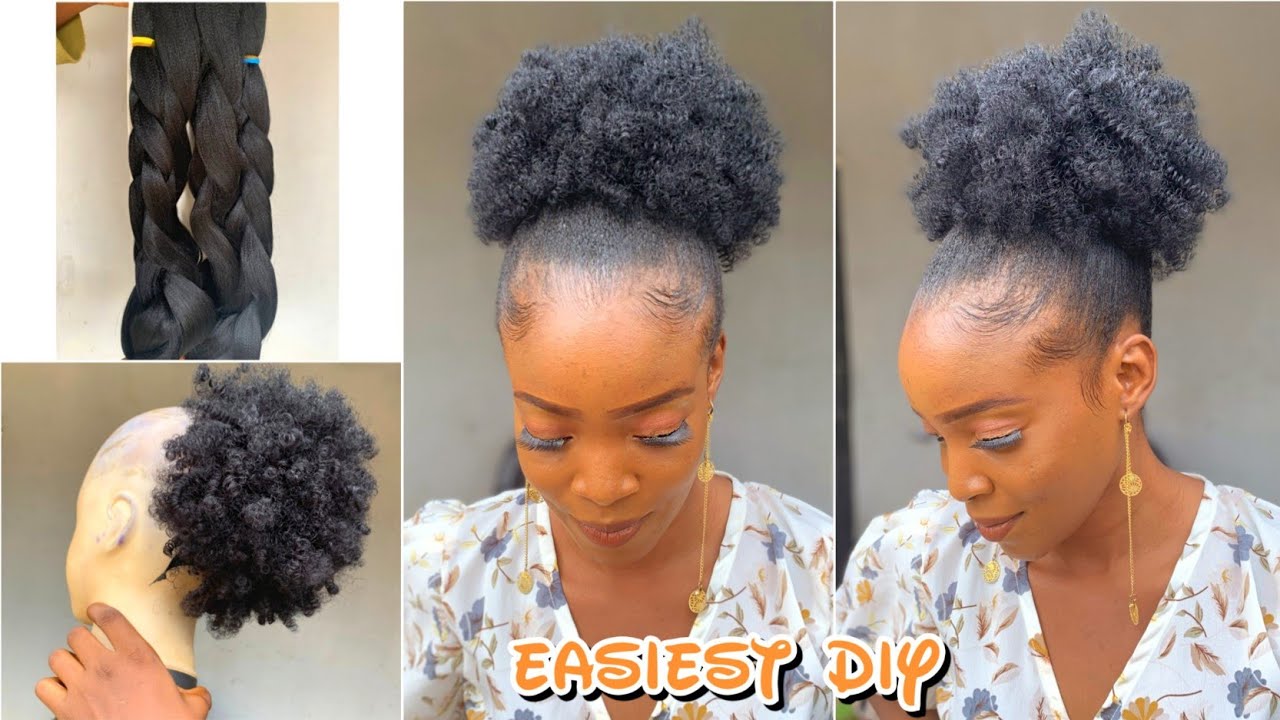 Synthetic Chignon Kinky Curly Hair Bun for Women Afro Puff Drawstring  Ponytail with Bangs Updo Hair