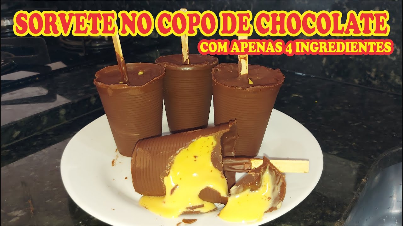 COMO FAZER SORVETE NO COPO DE CHOCOLATE | COM APENAS 4 INGREDIENTES!