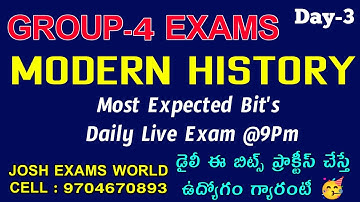 MODERN HISTORY MOST EXPECTED QUESTIONS | GROUP 4 EXAM EXPECTED BITS #GROUP_4 #joshexamsworld #APPSC