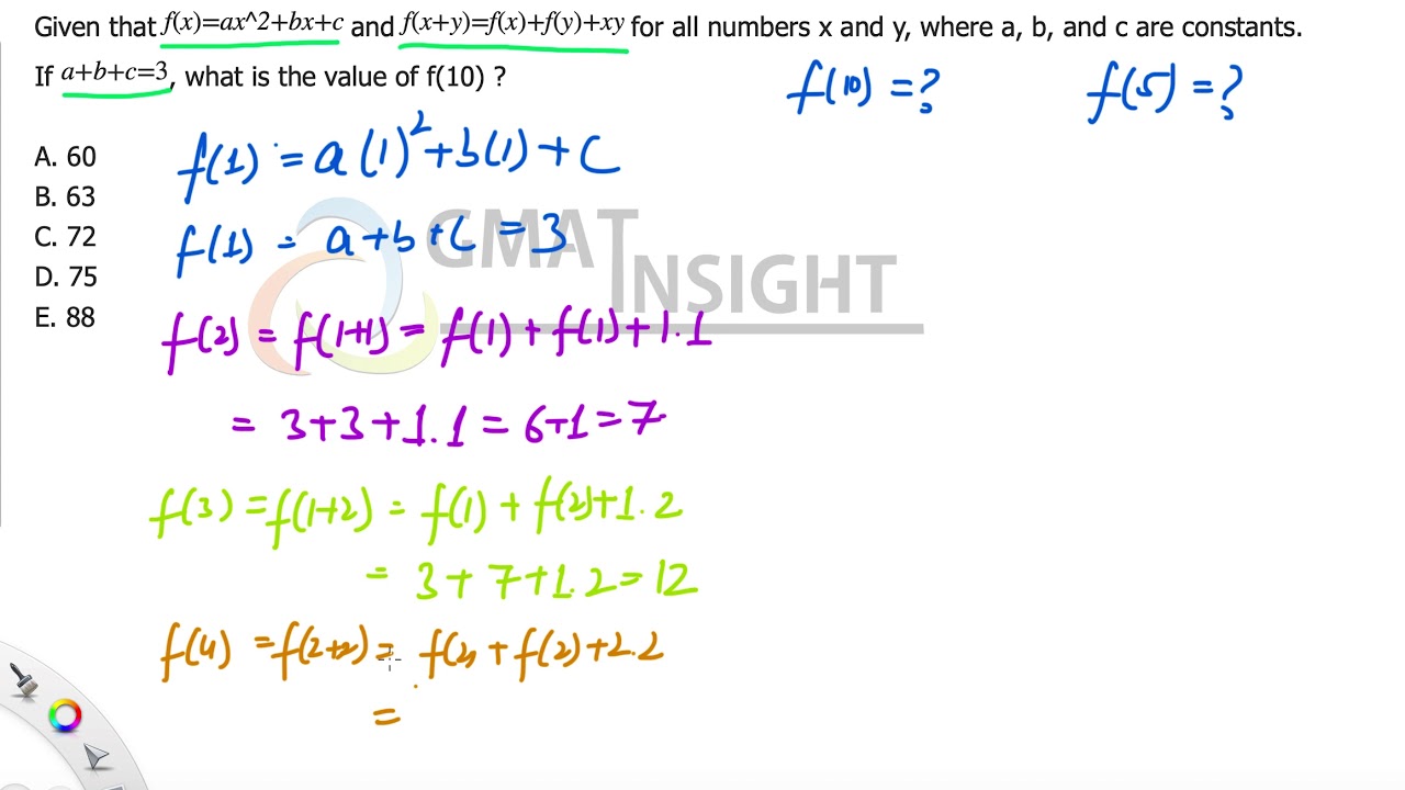 Given That F X Ax 2 B X C And F X Y F X F Y Xy For Problem Solving Ps