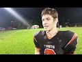 Griffin Fitzell reacts to his 362-yard performance in South Hadley football's win over Northampton F