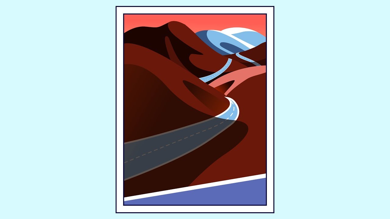 landscape illustration flat design tutorial in Adobe illustrator - YouTube
