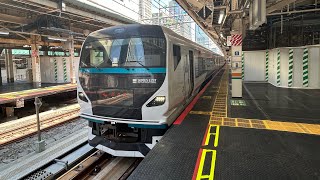 E257系2000番台宮オオNA-08編成　特急踊り子号　東京駅発車