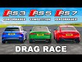 Fastest Audi RS3 v RS5 v RS7: DRAG RACE