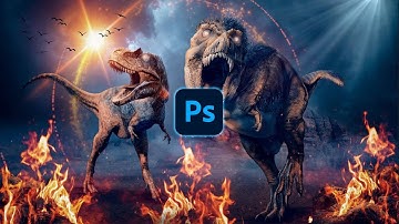 Full Tutorial Poster: Dinosaurs World Photoshop Manipulation Art Concept تصميم الدمج بالفوتوشوب