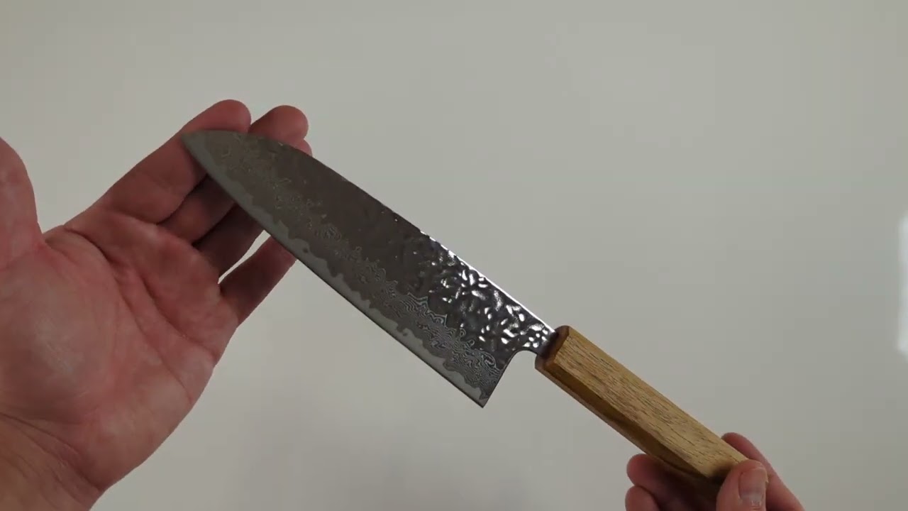 Tsunehisa AUS10 Hammered Damascus Santoku 170mm