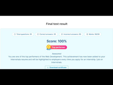 Internshala Web Development Final test Solution July 2023|| 100% Score Guarantee ||INTERNSHALA||
