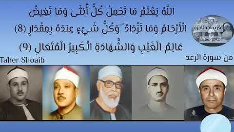 مقطع مشترك بصوت الخمسة الكبار.عالم الغيب والشهادة الكبير المتعال. سورة الرعد المنشاوى والبنا والحصرى