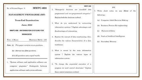 MMPC-008 Solved PYQ | IGNOU MBA | Information Systems for Managers | PYQs with Answers