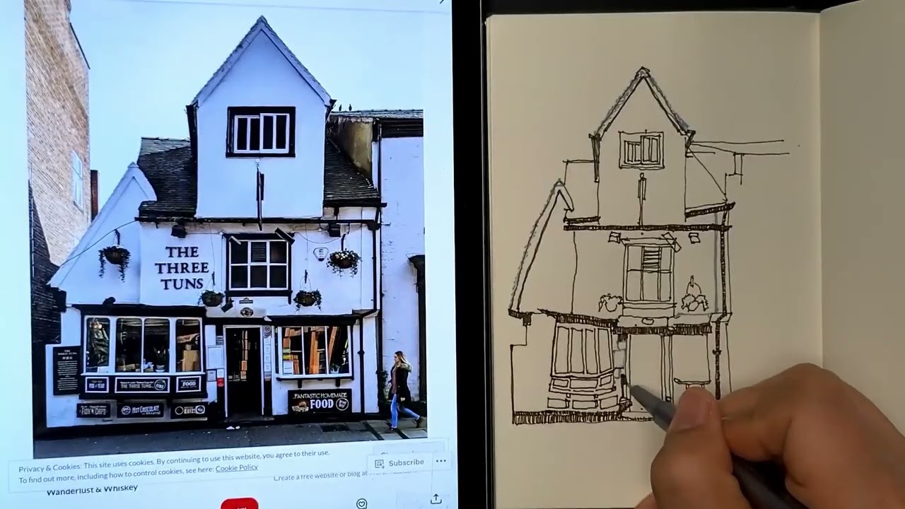 1일 1드로잉, 35. 북잉글랜드 요크 (The three tuns Pub)풍경