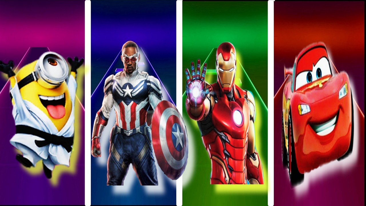 Minions Vs Captain America Vs Ironman Vs Mcqeen Tiles Hop Hyper