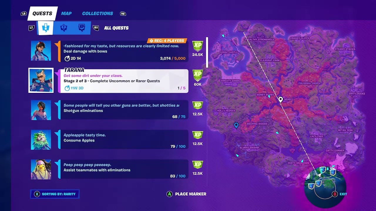 Stage 2 of 3: Complete uncommon or rarer quests Tarana epic challenge