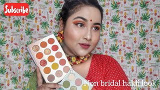 Non bridal haldi look done with colour board