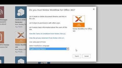 How to install Nintext Workflow in Office 365