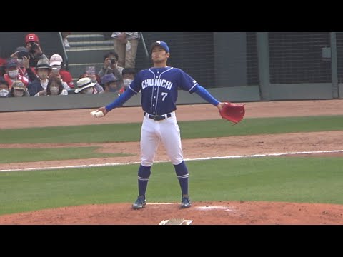 ピッチャー根尾昂、球場全体がどよめくプロ初登板!!初球から150km/hを記録! (2022/05/21)