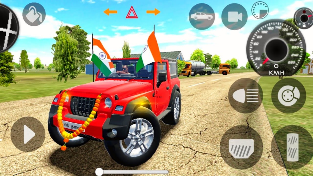 ✨Indian Red Color Thar Driving Simulator Game -  Modified Mahindra Thar Drive - Village Offroad 🛣️