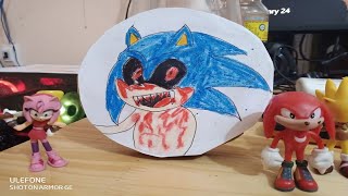 Sonic Exe Rolled Cardboard Paper - How To Draw Sonic Exe & Make It - Kim100