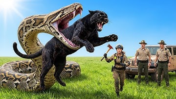 Brave Heroes Rescue Terrified Black Panther from GIANT Python Attack in Open Grasslands! 🐍 panther 🔥