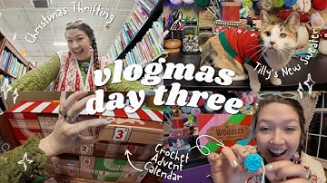 Vlogmas Day Three ~ Christmas Thrifting, @TheWoobles Advent Calendar, Cat Christmas Sweater!