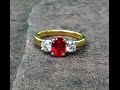 1 carat vivid red burmese ruby  diamond engagement ring set in 18k gold from bangkok thailand