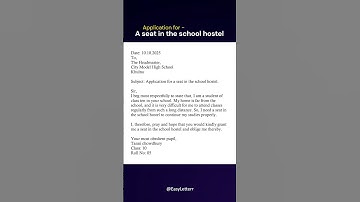 Application for a Seat in the School Hostel | Easy English Application Writing