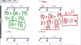 Segment Addition Postulate Notes