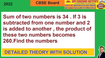 Sum of two numbers is 34 . If 3 is subtracted from one number and 2 is added to another , the
