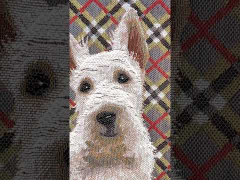 White Scottish Dog tapestry couch pillows