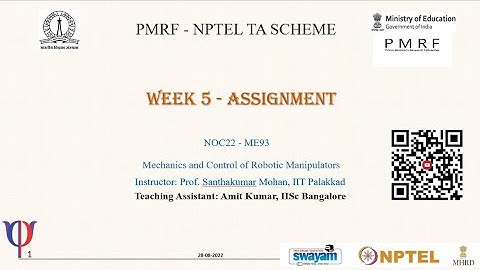 noc22-me 93: Mechanics and Control of Robotic Manipulators- Week 5 Assignment Discussion