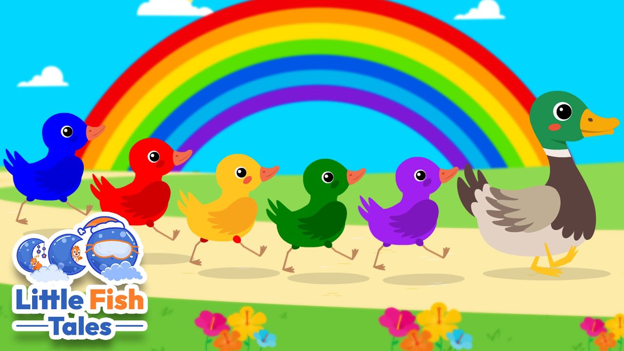 5 Little ducks (Learn Colors Song) | Little Fish Tales | #duck