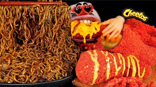 ASMR MUKBANG Cheetos Cheese Chicken \& Black Bean Noodles EATING SHOW (4K)