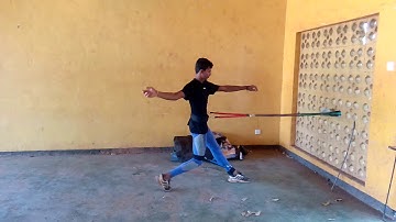 Perfect blocking and hip drive for javelin throw..