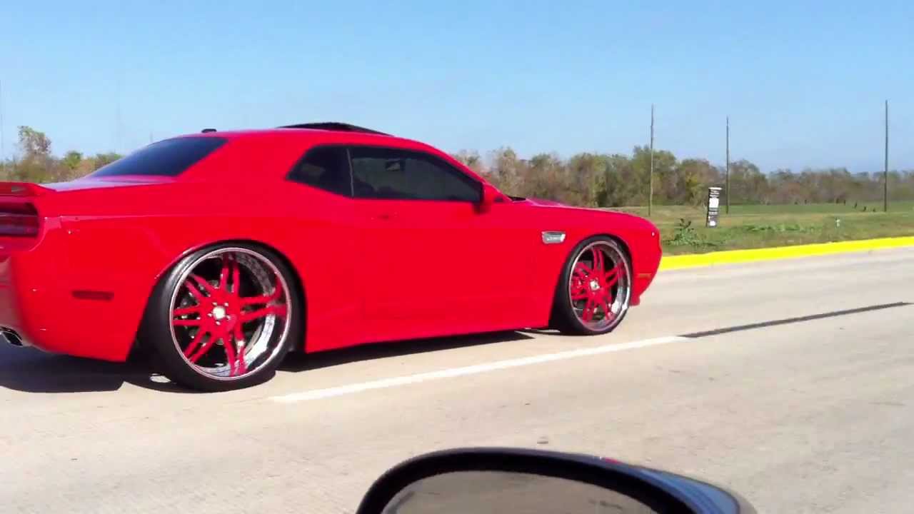 26inch RIMS RED DODGE CHALLENGER SRT WIDE BODY!!! - YouTube