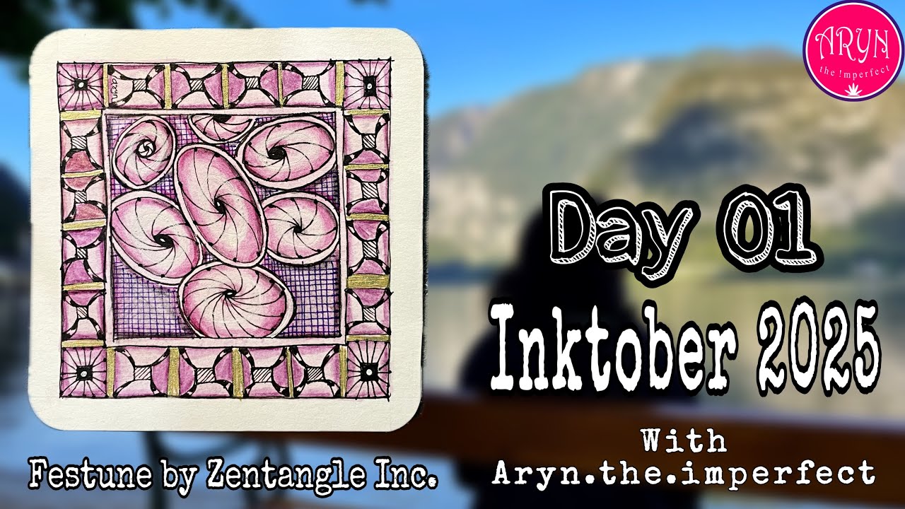 Inktober 2025 Day 01 Festune | Draw with Aryn |  Zentangle inspired Art 