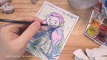 Speedpainting process - Japanese Yokai Amabie