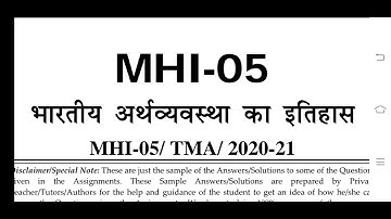 MHI 05 IGNOU SOLVED ASSIGNMENT 2020-21