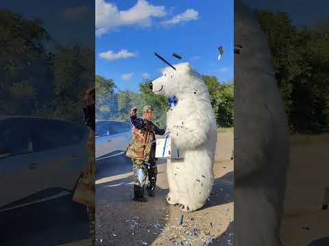 Видео: Батя заслужил праздник!!! Поздравление от белого медведя #белыймедведь #белыймишка #поздравление
