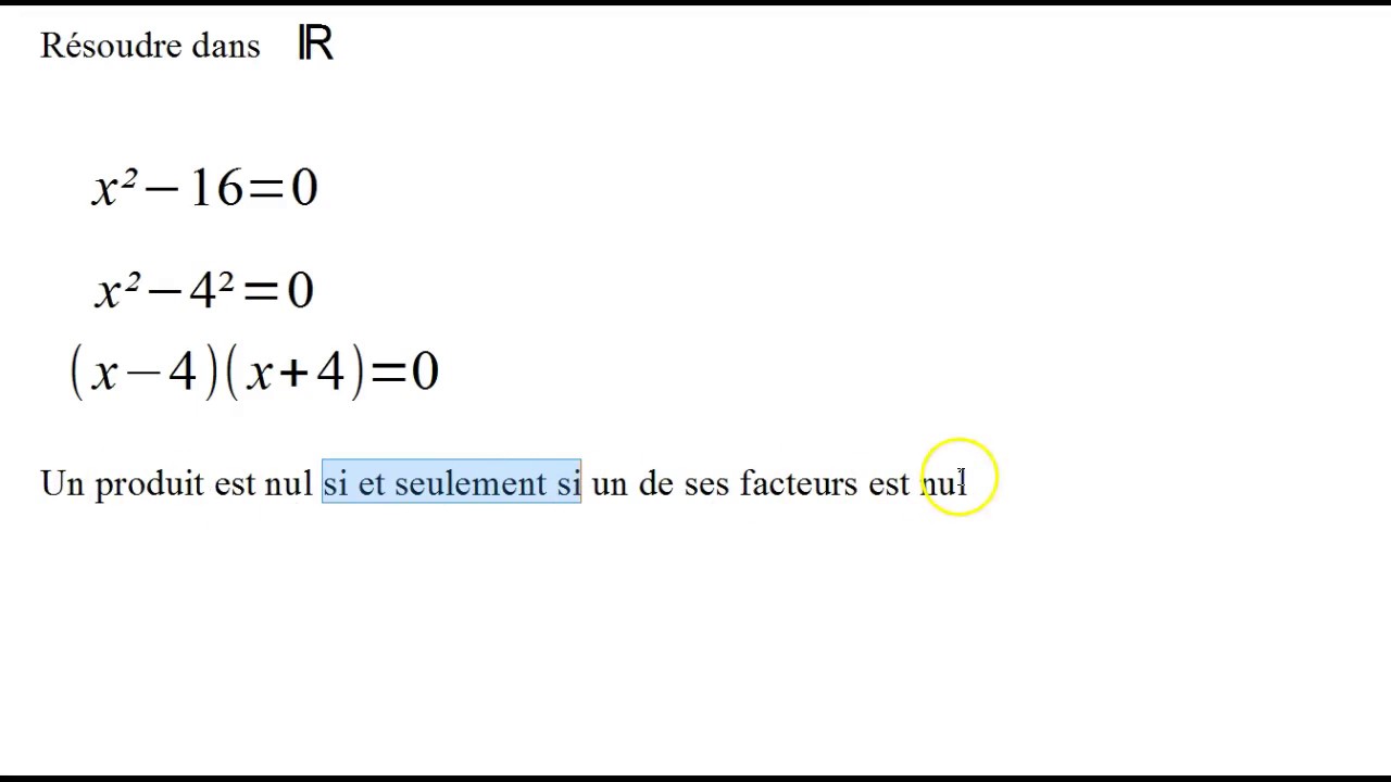 Résoudre x²-16=0 - YouTube