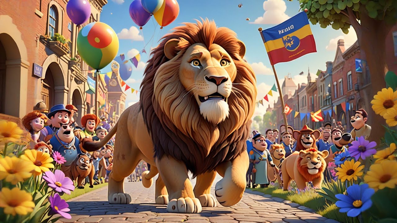 Lolo Lion Holds a Flag | Animal Song for Kids | Nursery Rhymes and Learning About Flags