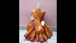 Varalakshmi Alangaram | Easy &Quick Saree draping in Kuthuvilaku/ Lamp | Lamp decoration with saree
