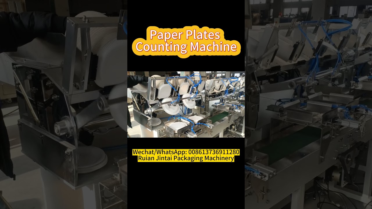 Paper plate counting machine, can connect heat shrink film packing machine