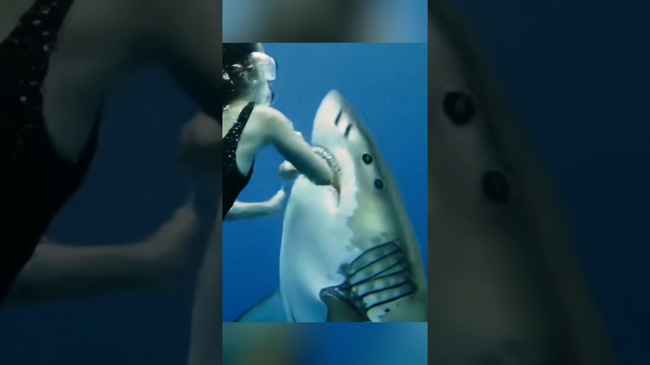 DO NOT IMITATE! Dangerous Stunt: Beautiful Woman Fights Shark in Open Water! ⛔🦈 