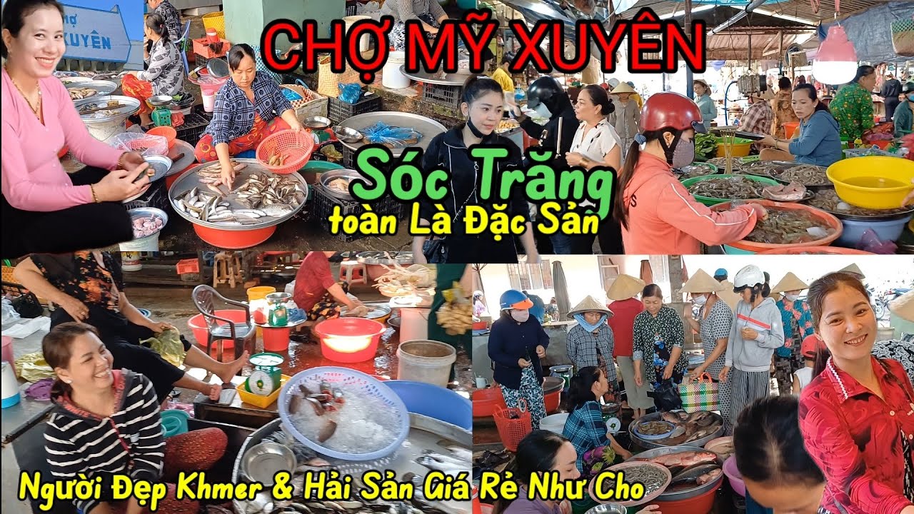 Chợ Mỹ Xuyên _ Sóc Trăng, ngập tràn hải sãn giá rẻ, cá chẻm 60k/kg