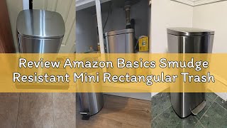 Review Amazon Basics Smudge Resistant Mini Rectangular Trash Can With Soft-Close Foot Pedal, Brushed screenshot 4