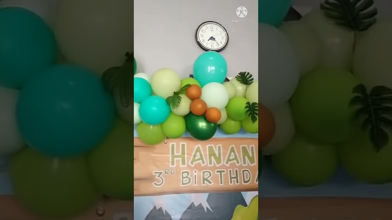 DEKORASI BALON DENGAN ASESORIS STYROFOAM PRINT KARAKTER TEMA DINO || HANAN 3rd B'day