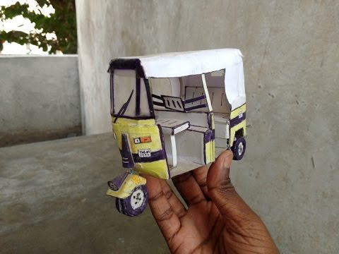 Making of Auto Rickshaw from Cardboard | DIY: Auto Rickshaw miniature ...