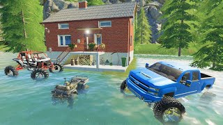 Huge storm floods our house | Camping and mudding | Farming Simulator 19