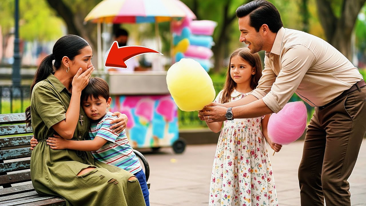 “PAPÁ, ELLA NO PUEDE COMPRAR UN ALGODÓN DE AZÚCAR PARA SU HIJO” MILLONARIO CONMUEVE A MADRE SOLTERA