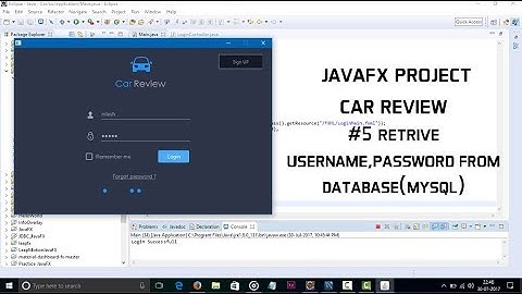 JavaFX Project Car Review #5 Retrieve Username and Password from Database (MYSQL)